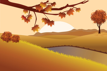 Naklejka na ściany i meble Autumn Landscape