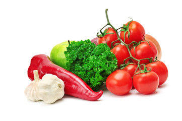 fruits and vegetables isolated on white background