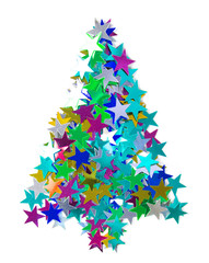 Christmas tree composed of colored stars.