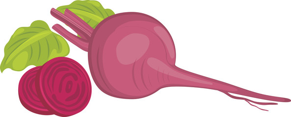 Beets with slices isolated on the white