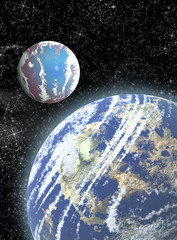 Plakat scena wszechświata z planet i gwiazd