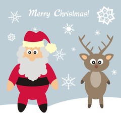 Lustiger Weihnachtsmann mit Rentier