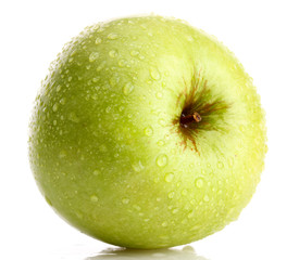Ripe green apple isolated on white