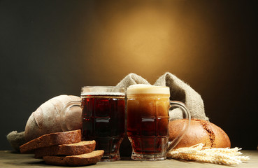 tankards of kvass and rye breads with ears,