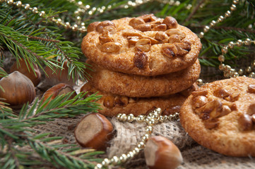 Homemade Christmas cookie with peanut