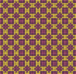 Seamless beadwork  pattern imitation purple and yellow