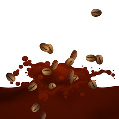 Vector Illustration of a Choco Splash with Coffee Beans