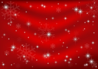 Red Christmas Background with Stars and Snowflakes