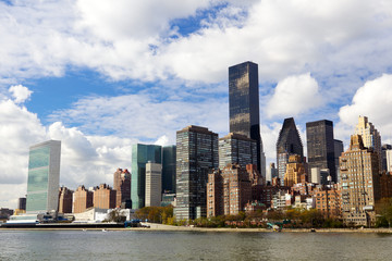 Manhattan midtown buildings over East River, New York City
