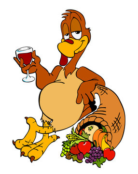 recommend clip art: Thanksgiving Turkey & Horn Of Plenty