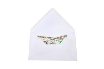 money in envelope isolated on white background