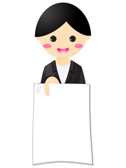 書類を提出する女性