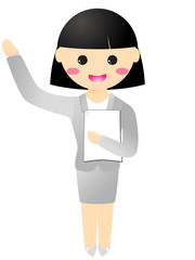 説明するビジネスウーマン