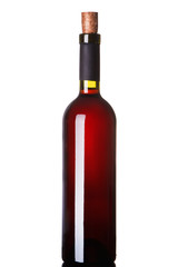 Red wine bottle isolated on white background