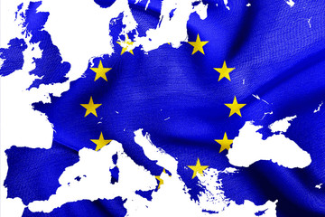 Map of European Union with flag of EU, isolated on white