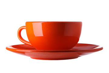 orange cup isolated on white background