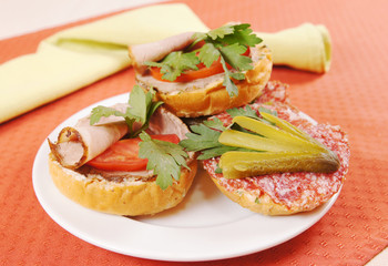 Different sandwiches on a plate