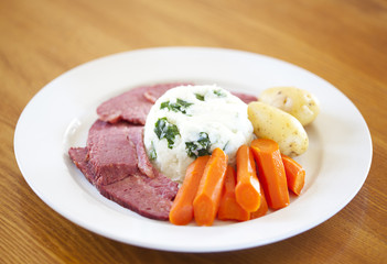 Traditional corned beef dinner