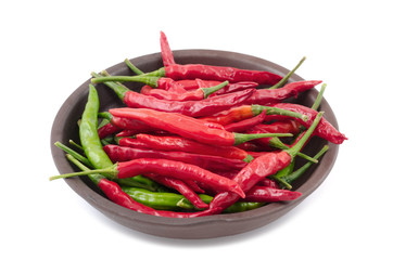 皿の上の唐辛子の実