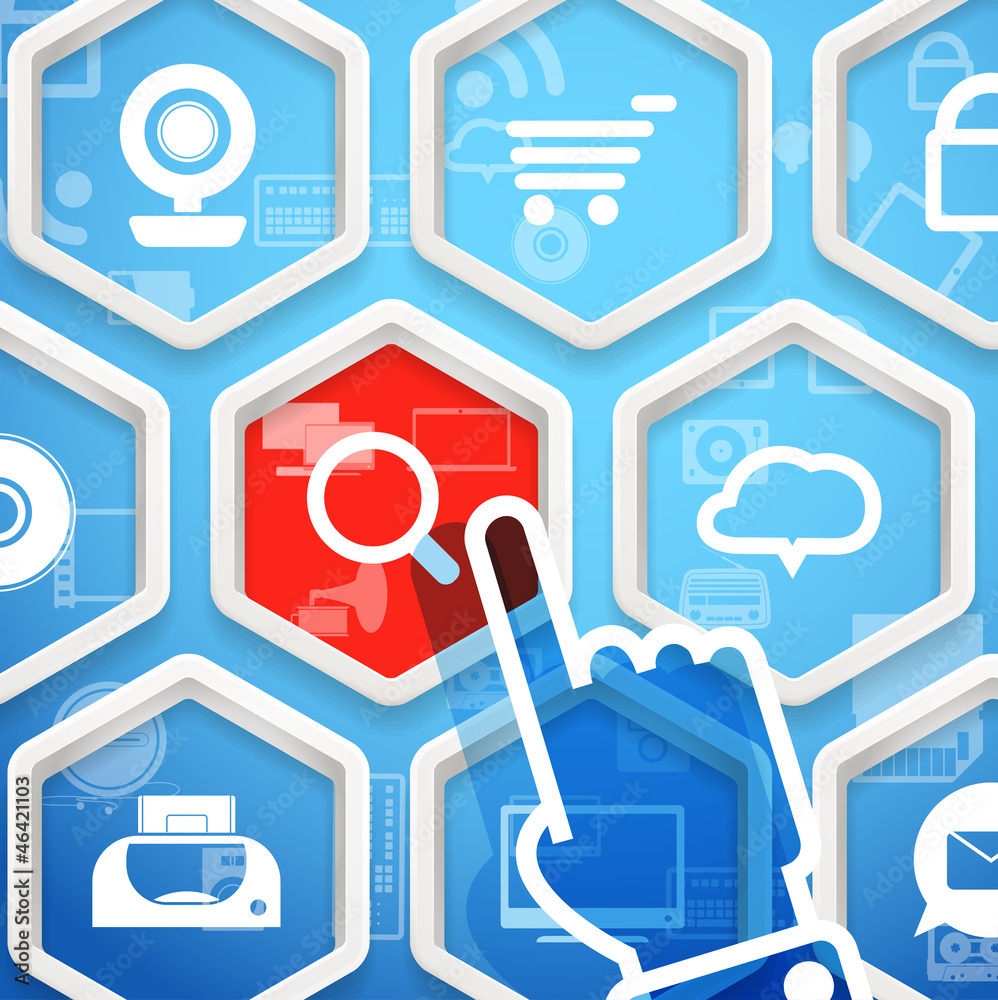 Aufkleber polygonal frames with media icons. make selection