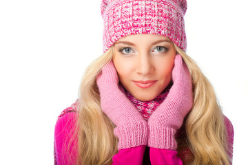 blonde woman wearing knitwear