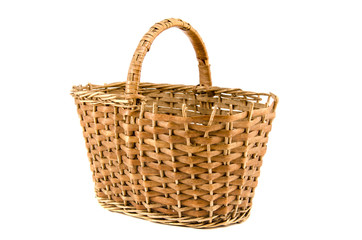 old aged wicker basket on white