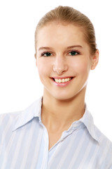 A beautiful woman, portrait isolated on white background