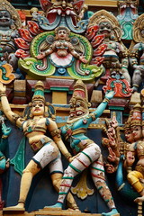 Naklejka premium Sculptures on Hindu in Menakshi Temple, Madurai, India