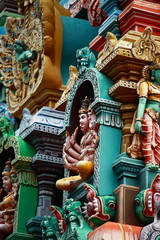 Fototapeta na wymiar Rze¼by na hinduistycznej w Menakshi Temple, Madurai, Indie