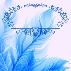Vintage abstract background with blue feathers