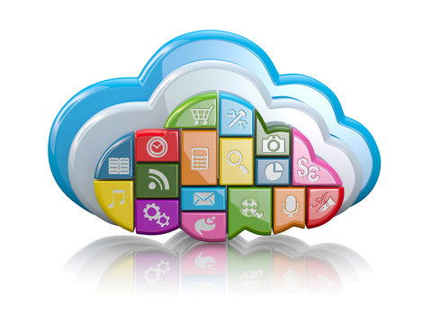 Cloud computing. Application icons. 3d