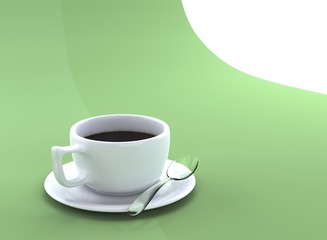 white coffee cup on geen background