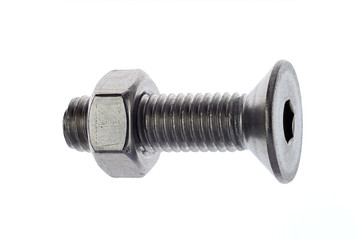 Senkkopf-Schraube mit Mutter perspektivisch