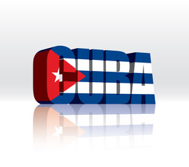 3D Vector Cuba Word Text Flag