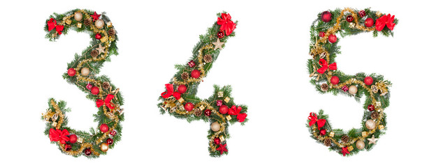 Christmas numbers, isolated on white background