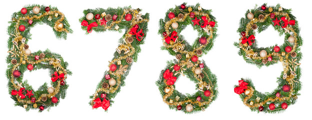Christmas numbers, isolated on white background