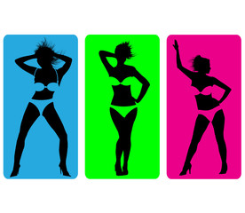 Female strip bikini silhouettes.Vector