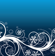 winter floral background with snowflakes