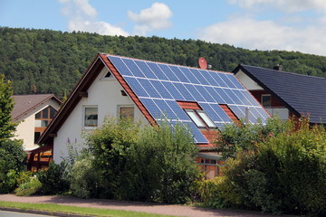 Domestic solar panels  on roof of the house