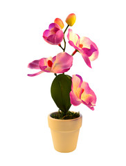 Flores artificiales de tela en maceta