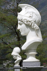 Bust of Athena in italian garden of Villa Melzi in Bellagio