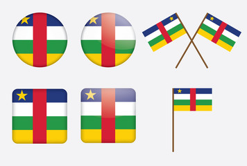 set of badges with flag of the Central African Republic