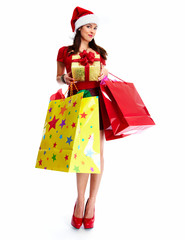 Christmas Shopping santa woman.