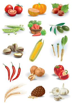 Vegetables nuts and species