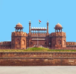 Gordijnen Architectonisch detail van Lal Qila - Rode Fort in Delhi, India © travelview