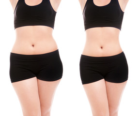 Woman's body before and after a diet