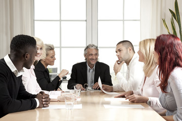 Meeting with seven businessmen