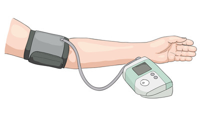 Measurement of blood pressure.