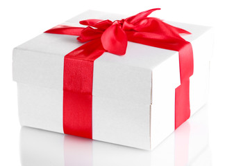gift box with red ribbon, isolated on white