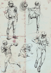 Fototapeta na wymiar Futbol amerykański - rysunki rękę do kolekcji wektora